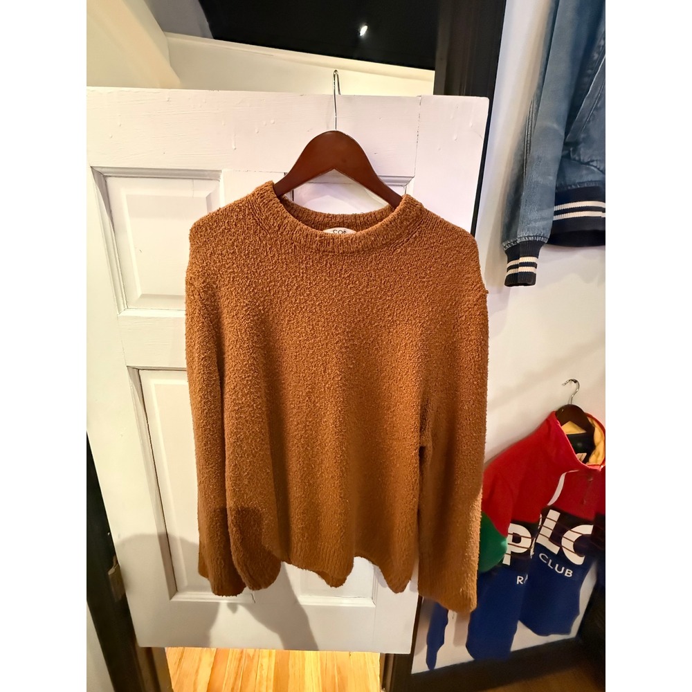 COS‎ Burnt Orange Boucle Knit Crew Neck Sweater Textured Rust Pullover Mens M